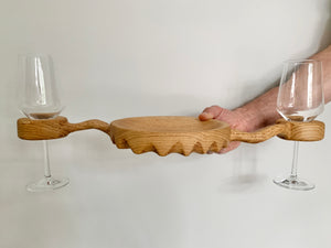 Serving Tray with Wine Glass Holder